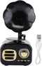 Mini Vintage Retro Bluetooth Smart Speaker, Portable Loudspeaker Music Player for Desktop Laptop, Black