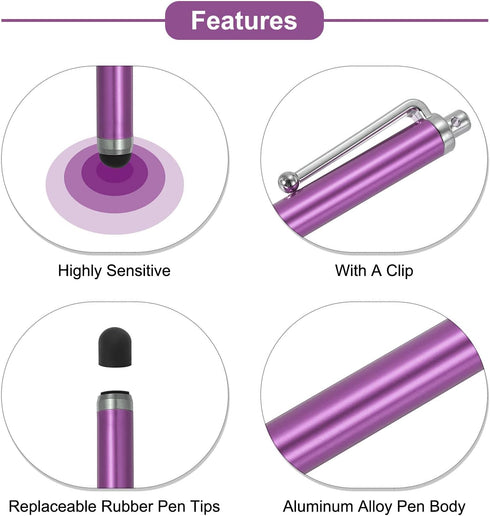 MECCANIXITY 5pcs Stylus Pens for Touch Screens, Universal Capacitive High Sensitivity for Phone Tablet Devices (Purple)