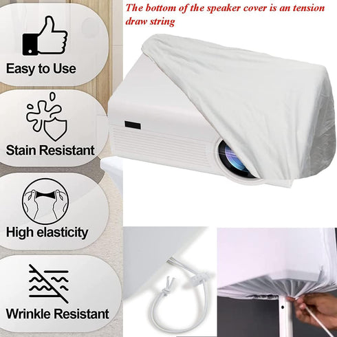 Projector Dust Cover - 1PCS-White Nylon Stretchy Outdoor Movie Video Projector Covers for Storage