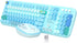 Wireless Keyboard Mouse Combo - MOFII 104 Round Keys Full-Size Cute Colorful Keyboard and Mouse for PC/Mac