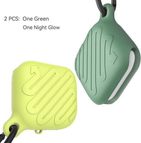 Waterproof Case for Airpods 3, Soft Silicone Protective Unibody Design, Wireless Charging with Keychain (Green&Night