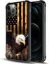 TnXee Case Compatible with iPhone 12 Mini Case, Wood grain American flag Bald Eagle Pattern Design case for iPhone 12 Mini Cases for Mans Women, Shockproof Anti-Scratch Case