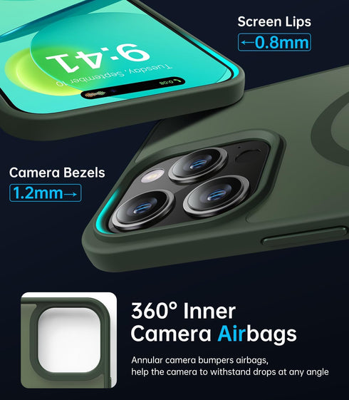 Shop the NEW Deep Green Magnetic Case for iPhone 14 Pro Max - Slim, Matte, MagSafe Compatible, 10FT Drop Tested (6.7").