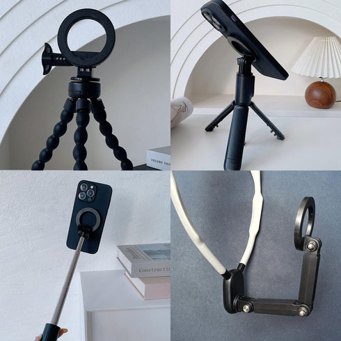 RecDec Backpack Magnetic Tripod Phone Holder Mount Adapter for MagSafe iPhone Gopro Jaws Flex Clamp Mount Action Camera