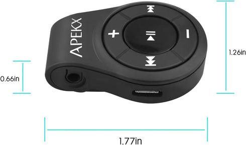 APEKX Clip Bluetooth Audio Adapter for Headphones, Wireless Receiver with MIC for Hands-Free Calls