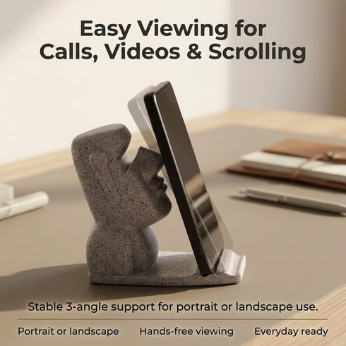 LebriQ 2-in-One Glasses Holder for Nightstand, Moai Phone Stand for Desk and Glasses Holder, Resin Organizer