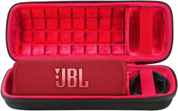 co2CREA Hard Travel Case for JBL Flip 6/FLIP 5, Waterproof Portable Bluetooth Speaker Case (Black + Inside Red)