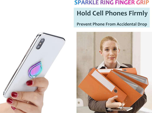 Rainbow Sparkle Cell Phone Ring Stand Holder, Glitter Bling Bling Rainbow Grip Kickstand, 360 Rotation for Almost All