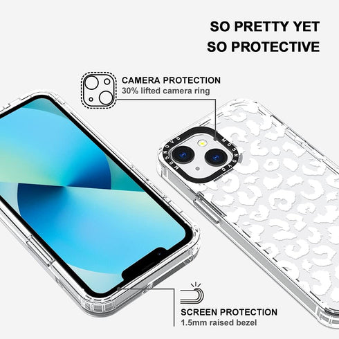 MOSNOVO iPhone 13 Case - Clear TPU Bumper with Buffertech 6.6ft Military-Grade Drop Protection - White Leopard