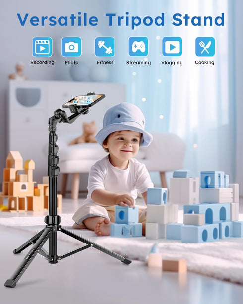 Victiv 72" Phone Tripod, Camera Stand Tripod with Remote and Phone Holder, Stable & Adjustable Tall, Suit