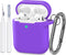 ATUAT AirPods Case Cover, Full Protective Silicone Skin Dust-Proof for Apple AirPods 1st 2nd Gen, Keychain, Purple