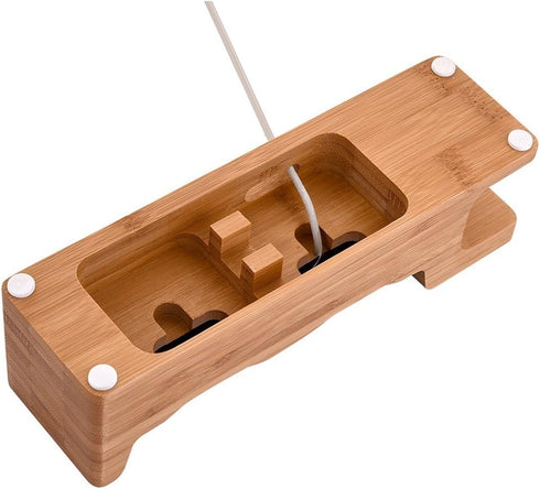MOOZO Bamboo Wood Desktop Charging Dock Station Charger Holder for iPhone 16 15 14 13 12 11 Pro Max Apple Watch