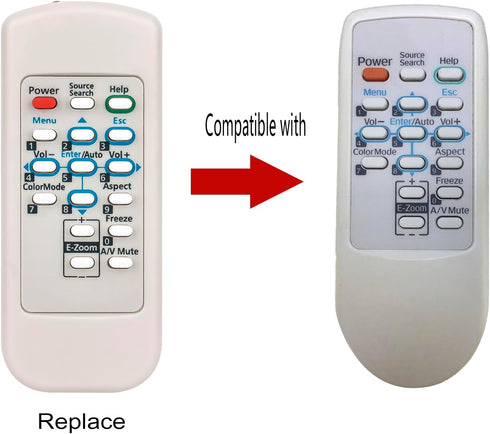 145664100 Replace Remote Control fit for Epson Projector Powerlite 822P/83V+/83C/822+/83+/400W/410W, V11H371020 RB-V11H255020-N V11H255020 V11H281020