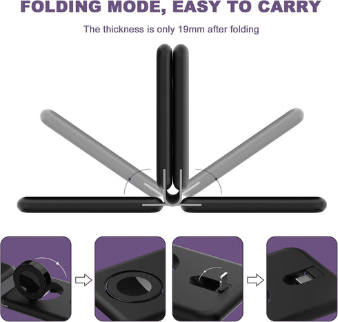 3 1 in Wireless Charger, Foldable Magnetic Charging Station, Fast Travel Wireless Charging Pad for Multiple Apple