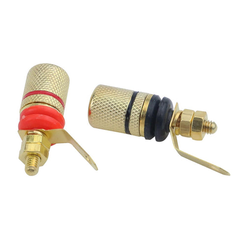 Antrader 12pcs Gold Plated Speaker Terminal Binding Post 4mm Banana Plug Socket Connector (6 Black + 6 Red)