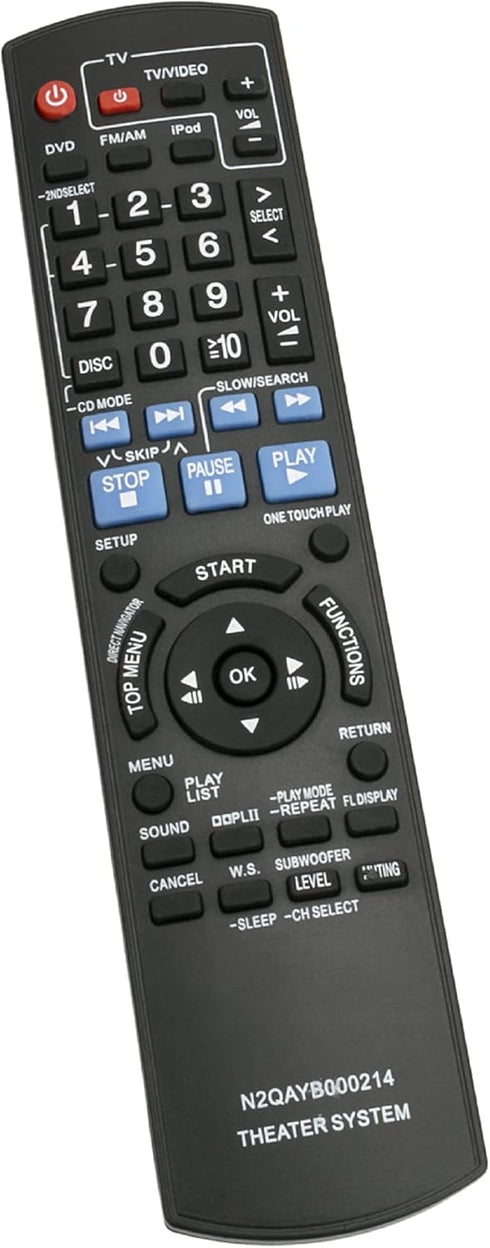 New N2QAYB000214 Replace Remote for Panasonic SC-PT760, SC-PT954, SC-PT956, Home Theater Sound System