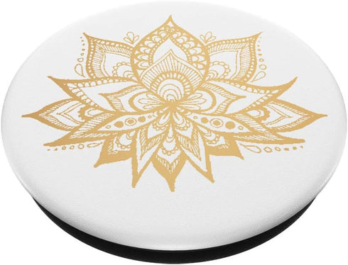 Golden Lotus Flower Yellow Prana Mandala, Beautiful Elegant PopSockets Swappable PopGrip