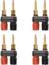 4Pcs Brass Long Threaded Binding Post Banana Jack Plugs 2 Way Dual 4mm Female Sockets for Speakers or Amplifiers
