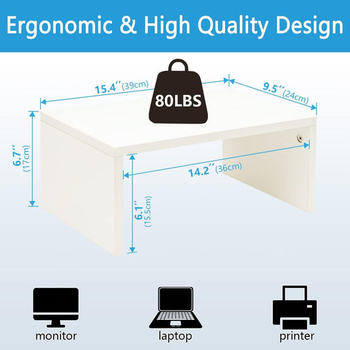 6.7 inch TEAMIX Height Monitor Stand Riser, Wood Monitor Riser with Storage for Desk Small Monitor Stand