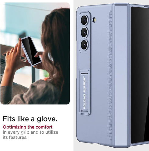 Samsung Galaxy Z Fold 5 Case by Miimall: Ice Blue, with Privacy Screen Protector, Kickstand & Magnetic Hinge Protection.