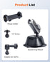 Suction Cup Mount for Gopro iPhone, Anti-Shake Metal Arm Car Camera Mount with 1/4 Thread & Phone Holder for VLOG/Video