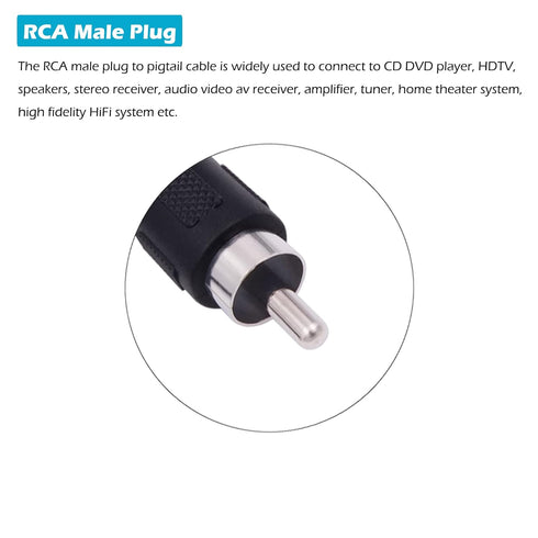Fancasee 2 Pack 6 ft Speaker Wire RCA Male Plug Jack Connector to Bare Wire Open End Pigtail RCA Cable for Speakers Amplifier Audio Video AV Receivers