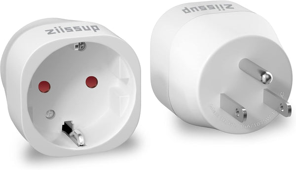 European to USA Plug Adapter, EU to US Plug Adapter for Most of Europe, Spain, France Type C/E/F Plugs to US Power