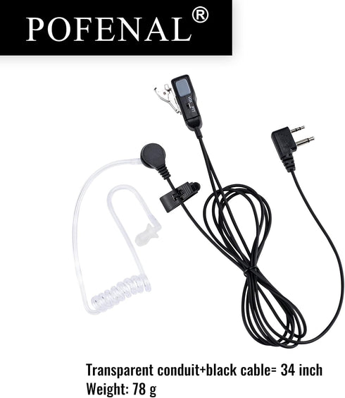 Single-Wire Walkie Talkie Earpiece for Midland GXT LXT Radio with PTT Mic Transparent Air Acoustic Tube