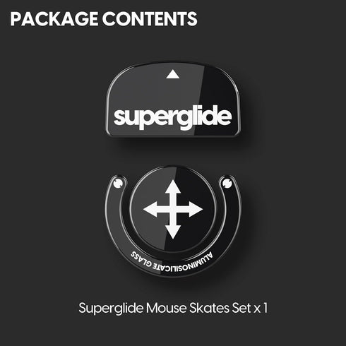 Superglide1 Mouse Feet/Skates - Ultra Strong Glass for Logitech G Pro X Superlight1 (Black)