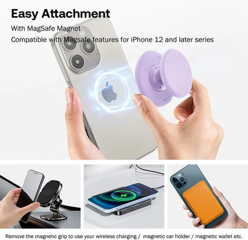 Generic Package). Magnetic Phone Grip Kickstand - Compatible with Magsafe,iPhone, Samsung and Devices with Magnetic