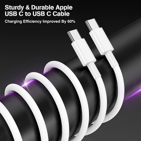Fast Charging Car Charger for iPhone 16 15 Pro Max, 40W Dual Port USB C with 2Pack 6ft USB C Cable, Type C Adapter,