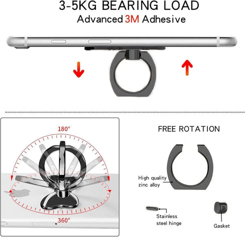 Cavdycidy Metal Butterfly Ring Holder for Cell Phone - Finger Ring Stability Holder Back Stand Car Mount Hook Kickstand