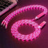 3 in 1 Multi Charging Cable, LED Flowing Light Up Charger Cable, Micro Type-C Charging Cable for Most Smartphones - Red