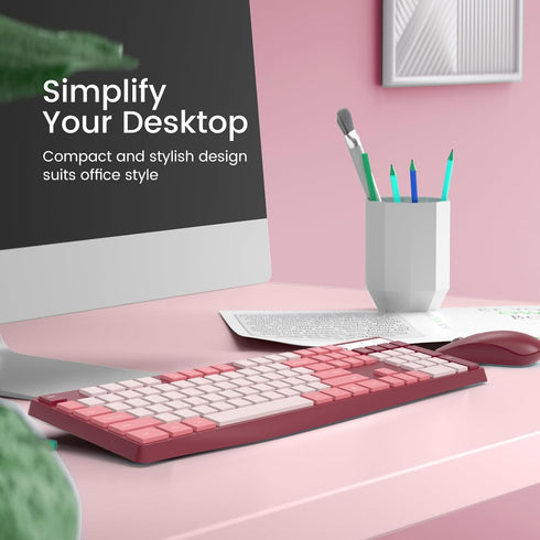 Wireless Keyboard and Mouse Combo, Lovaky 2.4G Full-Sized Ergonomic Keyboard Mouse, Quiet Click for Computer/Laptop