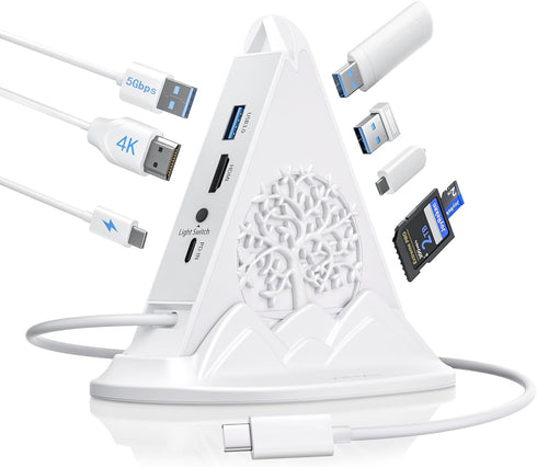 JoyReken USB C Hub, White 8 in 1 USB C Hub Multiport Adapter