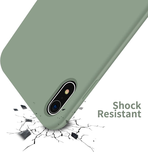 OTOFLY iPhone XR Case, Calke Green Soft Silicone Bumper, Full-Body Protection for Apple iPhone XR 6.1 inch.