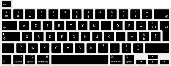 HRH French Language AZERTY Silicone Keyboard Cover Protector for MacBook Pro 13" 2020 and 16" 2019