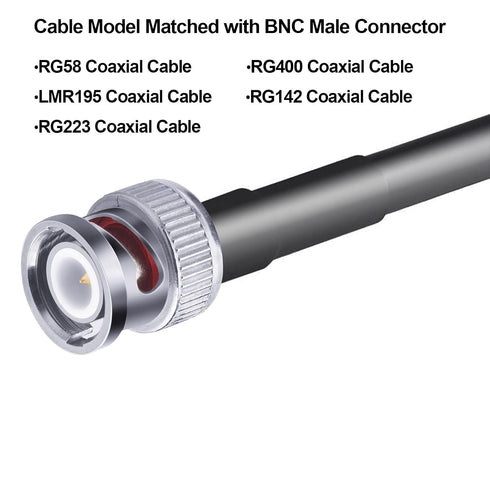 BNC Male Connector, 16 Pcs 50 Ohm BNC Male Plug Crimp Connector for RG58 LMR195 Coaxial Cable
