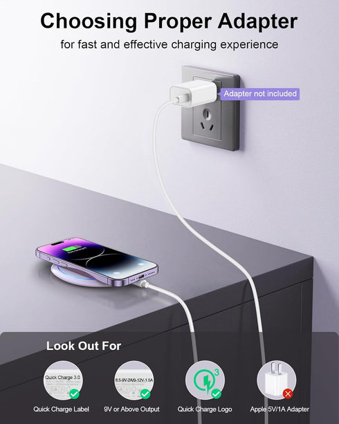 NANAMI Wireless Charger Pad, Compatible with iPhone 16/16 Plus/16 Pro/16 Pro Max, Qi Charger for Samsung Galaxy