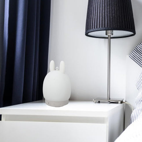 GOWENIC 31 Dimmable 3 Night Lights Bluetooth Speaker, ABS + Silicone Cute Rabbit White Noise Sound Machine & Night