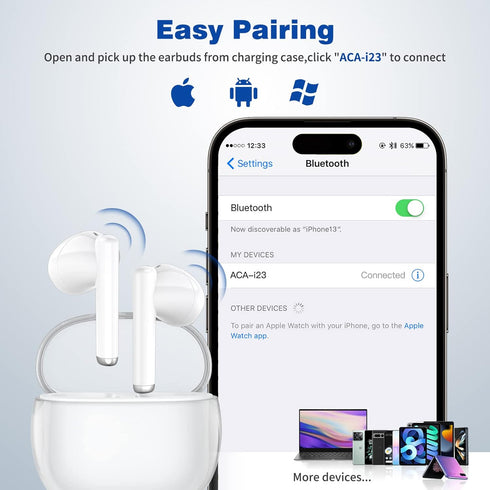 Wireless Earbuds for Samsung S24 Ultra S23 S22+ A53, 5.3 Bluetooth Headphones, Noise Canceling Ear Bud with Earhook