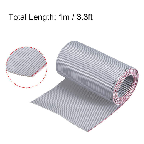 uxcell IDC Wire Flat Ribbon Cable, 1m/3.3ft Length, 1.27mm Pitch, 60 Pins Gray for JTAG/ISP Connecting