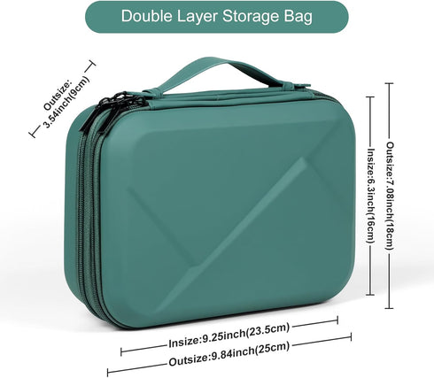 EVA Electronic Accessories Storage Case, Large Shockproof Waterproof Bag for Electronics Organizer, Green, Double Layer