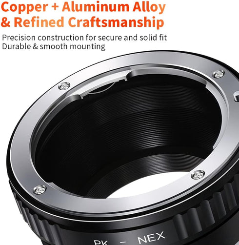K&F Concept PK K Mount Lens Adapter for Sony NEX E-Mount, Compatible with NEX-3, NEX-5, NEX-6, NEX-7