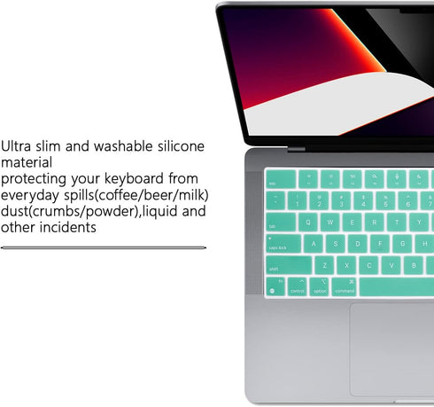 Stylish Keyboard Cover Silicone Protective Skin for MacBook Pro 14" 16" & Air 15" Clover Green