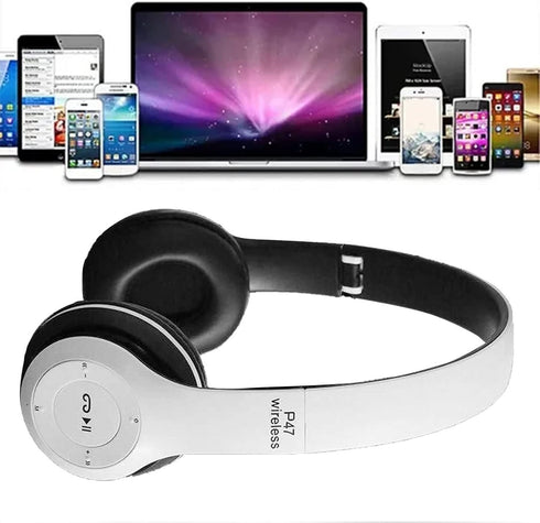 ASHATA Bluetooth Headphones Over Ear, Foldable Stereo Headset, Sports Headphone with Deep Bass Noise Reduction for Home
