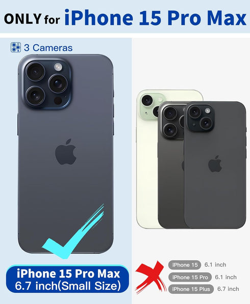 Beeasy Waterproof Case for iPhone 15 Pro Max, 360 Degree Outdoor Protective Case with Screen Protector, Black