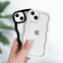 Anuck Wavy Edge Clear Back Design Case for iPhone 14 Plus, Anti-slip Grip Shockproof Soft TPU & Hard Bumper (White)