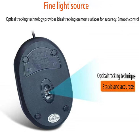 2 Pack Wired Mini Optical Mouse, Ergonomic USB Mouse for Laptop PC Desktop, Compatible with Windows, Linux, Mac (Black)