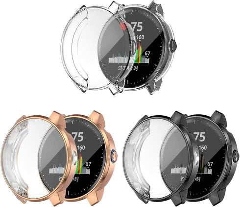 Compatible Waterproof Protective Case for Garmin Vivoactive 3 Music, Soft TPU Plated Screen Protector Cover,